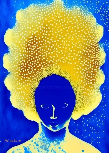 Digitale Kunst mit dem Titel "Blonde afro" von Manuel Moinelo, Original-Kunstwerk, Digitale Collage