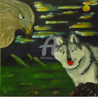 Pintura intitulada "Animais solitários" por M.Rocha, Obras de arte originais, Óleo