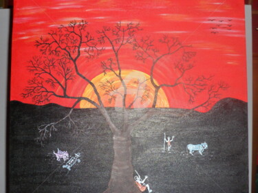 Pintura intitulada "savana" por M.Rocha, Obras de arte originais, Óleo