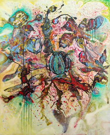 Pintura intitulada "Lalegria de los paj…" por Manuel Ruiz Carrillo, Obras de arte originais, Acrílico Montado em Painel de m…
