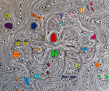 Картина под названием "Brains" - Manuel Tallini, Подлинное произведение искусства, Акрил Установлен на Деревянная рама для н…