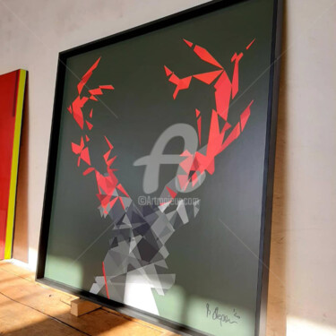 Gravures & estampes intitulée "MyDeer Red Green" par Manuel W. Stepan, Œuvre d'art originale, Impression numérique Monté sur…