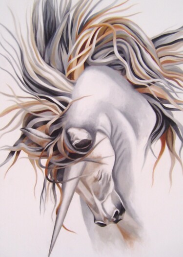 Pintura intitulada "unicorn.jpg" por Manuela Machado, Obras de arte originais, Óleo