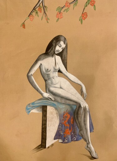 Disegno intitolato "Delicatezza" da Manuela Girgenti, Opera d'arte originale, Carbone