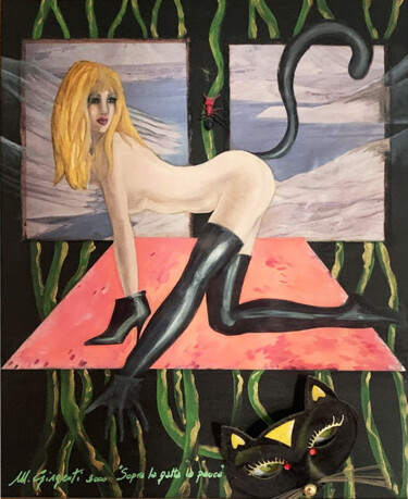 Pittura intitolato "Sopra la gatta la p…" da Manuela Girgenti, Opera d'arte originale, Olio Montato su Telaio per barella in…