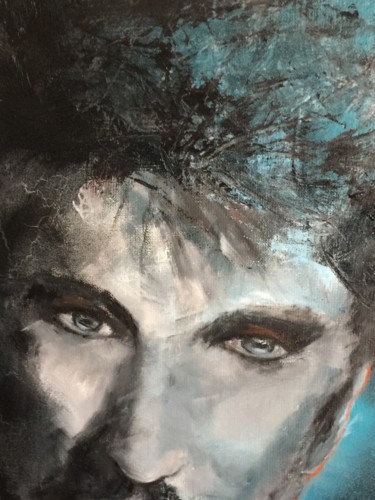 Peinture intitulée ""JOHNNY HALLYDAY "…" par Gutierrez, Œuvre d'art originale, Huile