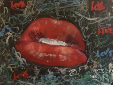 Malerei mit dem Titel "Lipstick II" von Gutierrez, Original-Kunstwerk, Öl