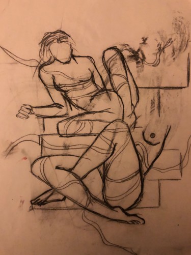 Disegno intitolato "Dessin nu" da Gutierrez, Opera d'arte originale, Matita