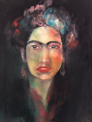 Painting titled "« FRIDA KAHLO »" by Gutierrez, Original Artwork, Oil