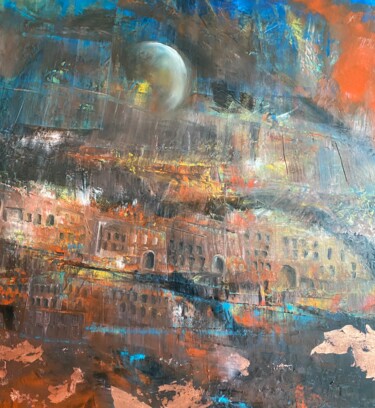 Painting titled "«  ROME ANTIQUE »" by Gutierrez, Original Artwork, Oil Mounted on Wood Stretcher frame