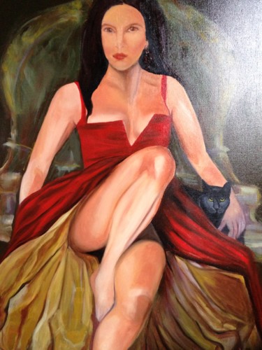 Painting titled "GIRL POWER" by Gutierrez, Original Artwork, Oil Mounted on Wood Stretcher frame
