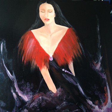 Painting titled "PLUME ROUGE" by Gutierrez, Original Artwork