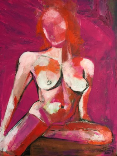 Painting titled "PINK LADY" by Gutierrez, Original Artwork, Oil