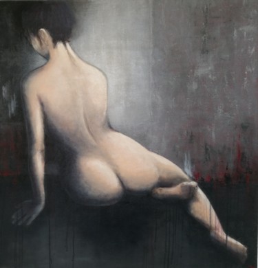 Painting titled "Nu gris" by Manuela Limacher, Original Artwork, Acrylic