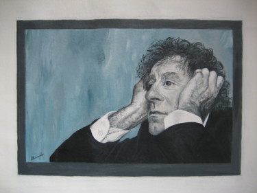 Malerei mit dem Titel "Alain Souchon" von Manuela Robert, Original-Kunstwerk, Öl