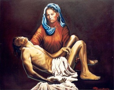 Painting titled "Pietà" by Facchin Varalda Manuela, Original Artwork