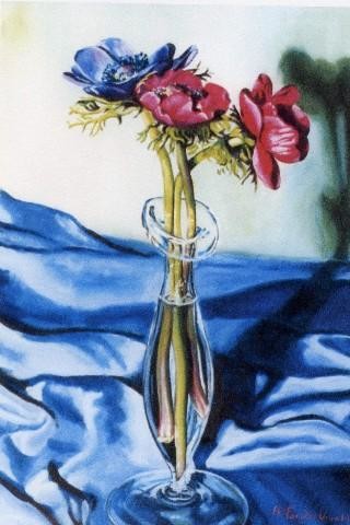 Pittura intitolato "Tre anemoni" da Facchin Varalda Manuela, Opera d'arte originale