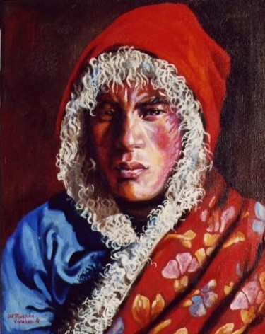 Schilderij getiteld "Tibet" door Facchin Varalda Manuela, Origineel Kunstwerk, Olie