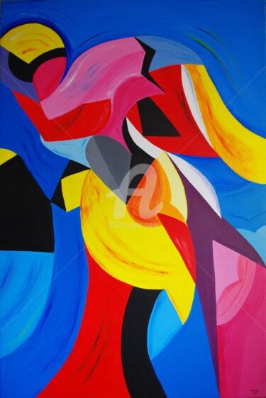 Pintura intitulada "A Corrida" por Manuela Sobral, Obras de arte originais, Acrílico