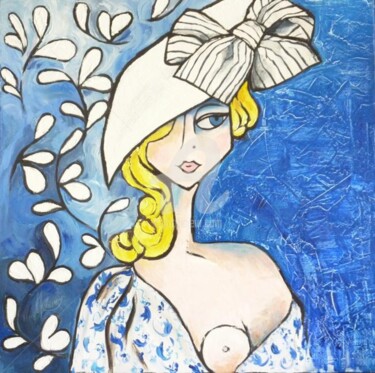 Malerei mit dem Titel "Bleu" von Manuèle Lenoir, Original-Kunstwerk