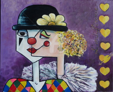 Peinture intitulée "portrait de clowns…" par Manuèle Lenoir, Œuvre d'art originale, Huile
