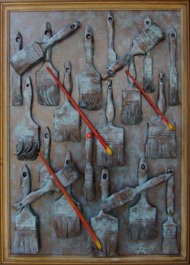 Rain 2014 sculpture Sculpture titled "Rain 2014 sculpture" by Manuel R Surrealist, Original Art, Wood