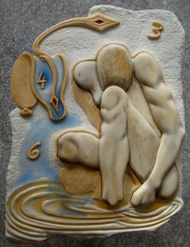 Escultura intitulada "Narcissus-rebirth2-…" por Manuel R Surrealist, Obras de arte originais, Pedra