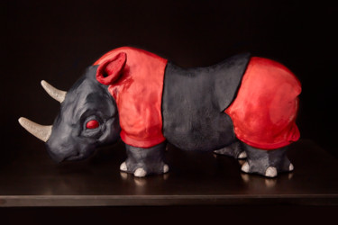 Sculpture intitulée "Rhinocéros" par Manuel Quaresma, Œuvre d'art originale