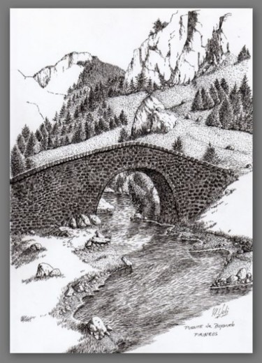 Dibujo titulada "Puente_Bujaruelo.JPG" por Manuel Velis Gaspar, Obra de arte original