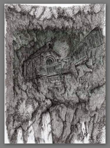 Dibujo titulada "SANTA CUEVA COVADON…" por Manuel Velis Gaspar, Obra de arte original