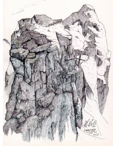 Dibujo titulada "ARISTA DEL CERVINO" por Manuel Velis Gaspar, Obra de arte original
