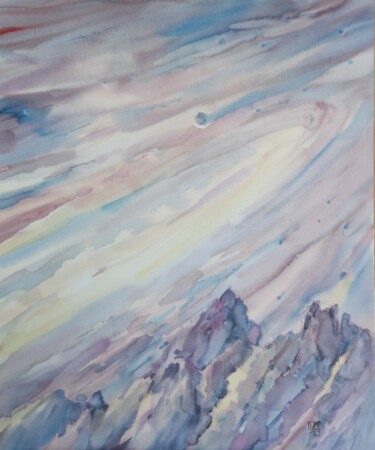 Pittura intitolato "Skyward melody. The…" da Igor Manukhov, Opera d'arte originale, Acquarello