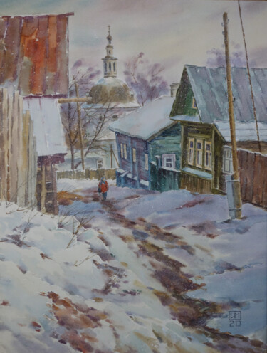 Painting titled "Spring in the old R…" by Igor Manukhov, Original Artwork, Watercolor