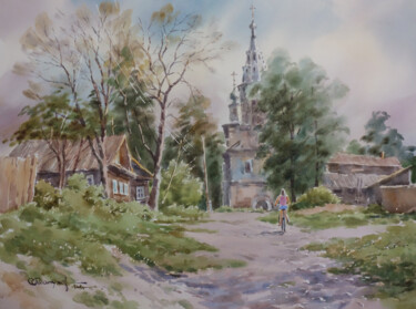 Painting titled "Summer in old Russi…" by Igor Manukhov, Original Artwork, Watercolor