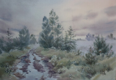 Painting titled "Misty pathway. Save…" by Igor Manukhov, Original Artwork, Watercolor