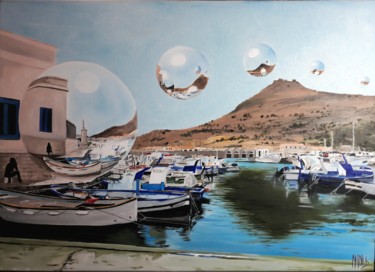 Il fantasma di favignana Peinture intitulée "Il fantasma di favi…" par Manu Surreabulliste, Œuvre d'art originale, Huile Monté sur Châssis