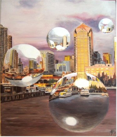 Painting titled "San Diego" by Manu Surreabulliste, Original Artwork