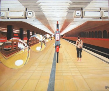 Voyageuses en partance Peinture intitulée "Voyageuses en parta…" par Manu Surreabulliste, Œuvre d'art originale,