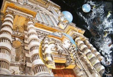 Carbone 14 datation d'une cathédrale Peinture intitulée "Carbone 14 datation…" par Manu Surreabulliste, Œuvre d'art originale,
