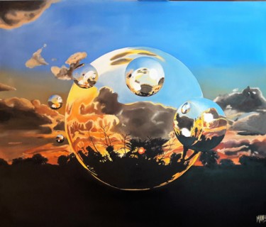 TRAMONTO CONTRADA BERBARO.jpg Peinture intitulée "TRAMONTO CONTRADA B…" par Manu Surreabulliste, Œuvre d'art originale, Huile Monté sur Châssis