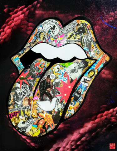 Collages titulada "Rockling Stones" por Manu Mazaux, Obra de arte original, Collages
