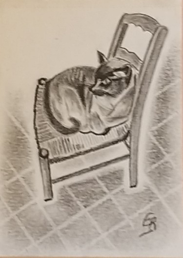 Dessin intitulée "Le chat" par Chien De Talus, Œuvre d'art originale, Crayon