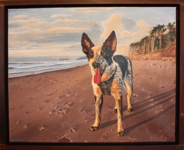 Painting titled "Luna" by Michael E. Voss, Original Artwork, Oil Mounted on Wood Stretcher frame