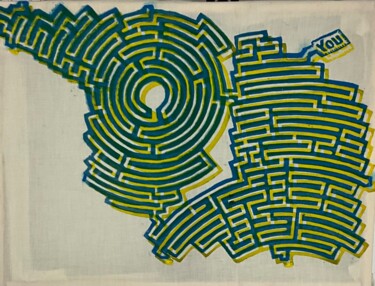 Printmaking titled "Labyrinth #11" by Michael E. Voss, Original Artwork, Linocuts