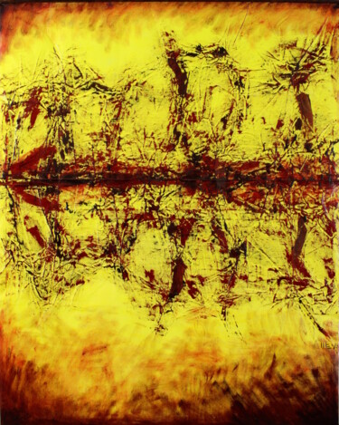 Pintura intitulada "Lakeside Inferno Da…" por Michael E. Voss, Obras de arte originais, Óleo