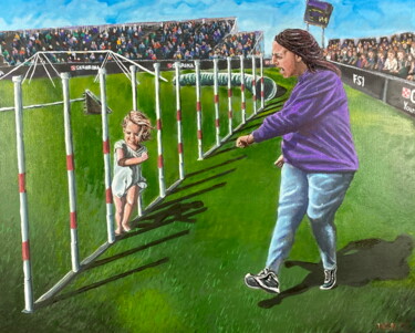 Painting titled "Obstacle Course" by Michael E. Voss, Original Artwork, Oil Mounted on Wood Stretcher frame