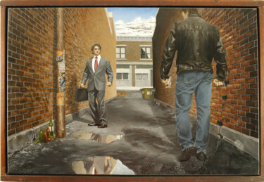 Peinture intitulée "Man Vs Shadow" par Michael E. Voss, Œuvre d'art originale, Huile