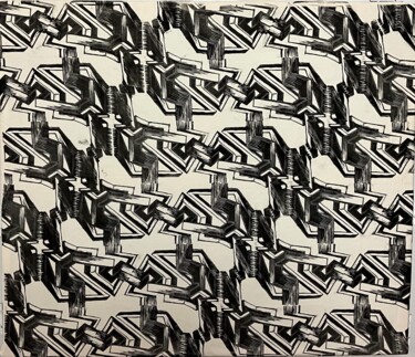 Druckgrafik mit dem Titel "Ducts and Illusions…" von Michael E. Voss, Original-Kunstwerk, Linoldrucke Auf Keilrahmen aus Hol…