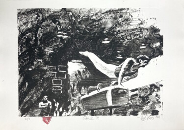 Incisioni, stampe intitolato "Stuck It" da Michael E. Voss, Opera d'arte originale, Litografia