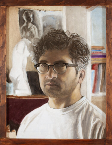 Pintura titulada "Self-Portrait - 2013" por Michael E. Voss, Obra de arte original, Oleo Montado en Otro panel rígido